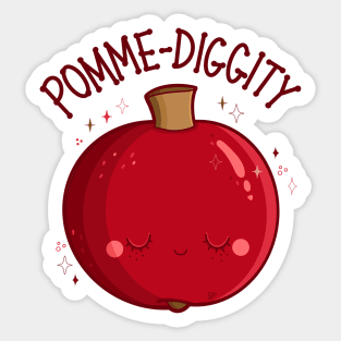 “Pomme-Diggity” Cute Grinning Pomegranate Sticker